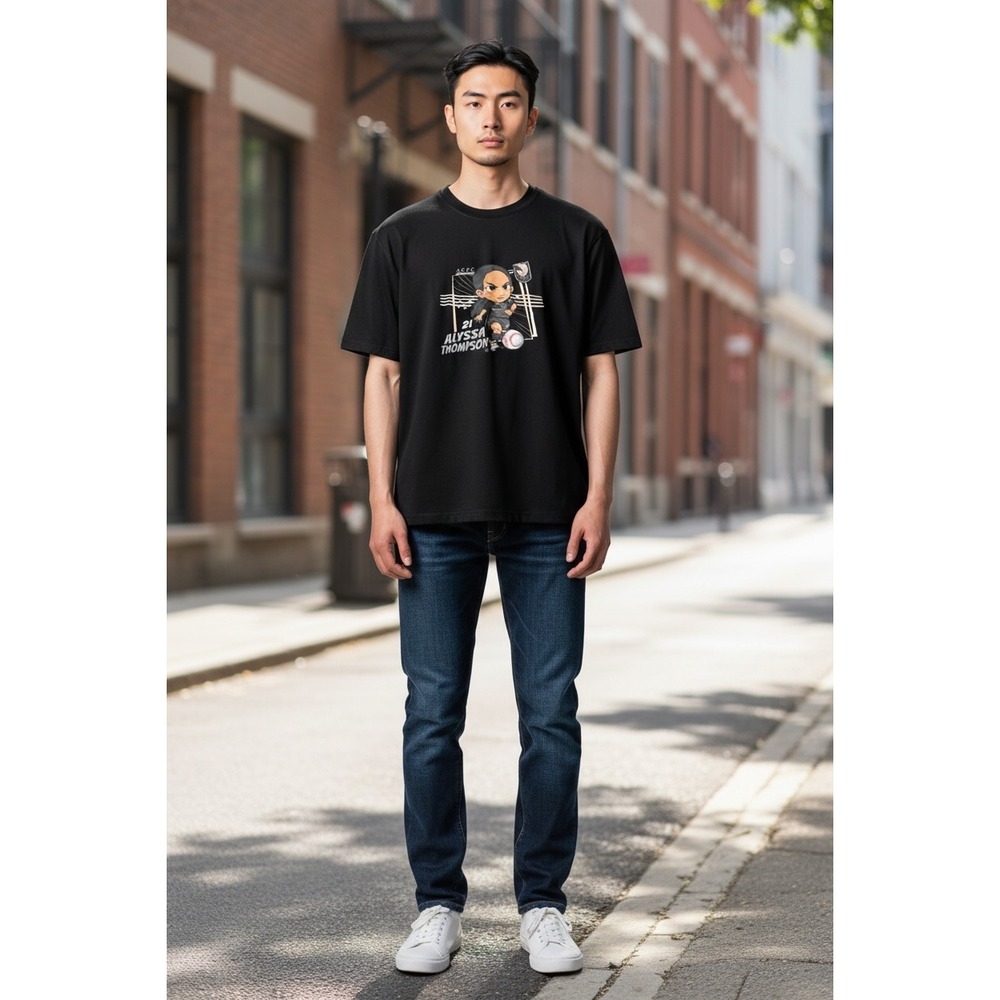 357 Stadium Essentials Angel City FC Alyssa Thompson Black Graphic TShirt Mens L